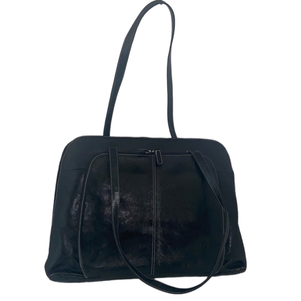 Buxton Leather Business Euro Travel Black Shoulder/Tote Laptop & Accessory Bag